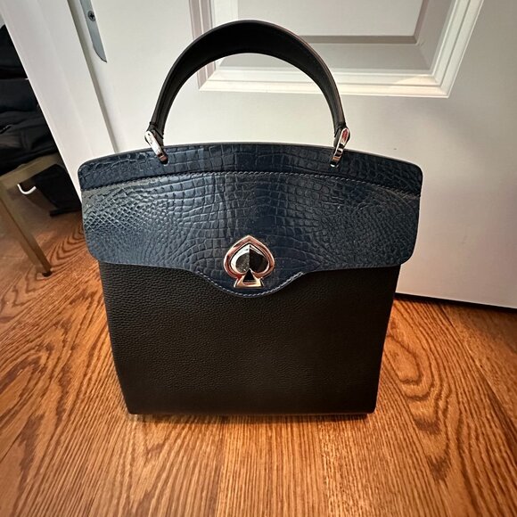 kate spade Bags Kate Spade Romy Croc Embossed Backpack In Navyblack